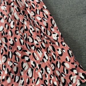 VILA Pink Leopard Print A-Line Skirt